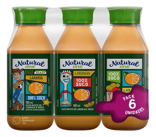 Pack 6 Un Suco Natural One Misto Laranja E Maçã 180ml