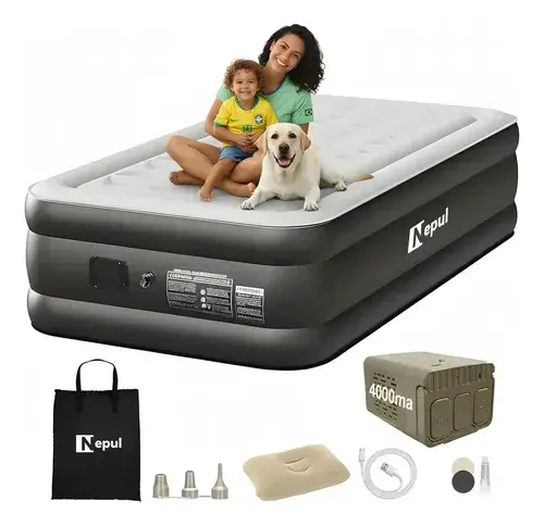 Colchão Inflável Solteiro Nepul Com Travesseiro 190*100*46cm Preto