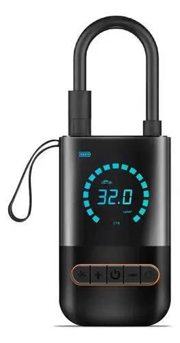 Bomba de Ar Elétrica Portátil B&G Para Carro, Moto e Bicicleta Com Calibrador Pneu Automotiva