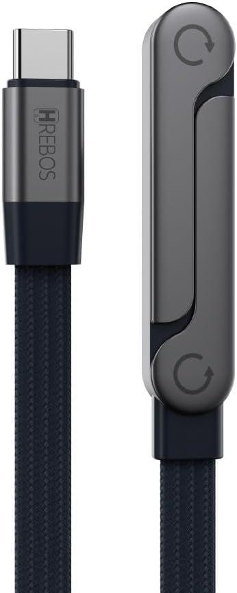 Cabo Type-C Turbo 240W 1,5m Nylon Trançado com Suporte Dobrável compatível com iPhone Samsung Galaxy Xiaomi