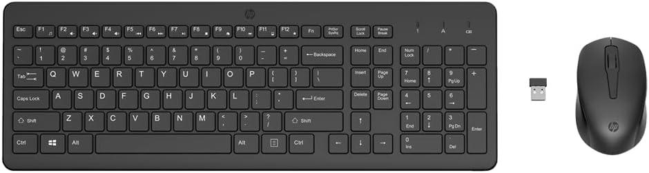 Combo de Teclado e Mouse sem Fio HP 330 - com 1600 DPI, Dongle USB Wireless, Digitação Silenciosa, Precisa e Confortável, Layout ABNT2, Preto (2V9E6AA#AC4)