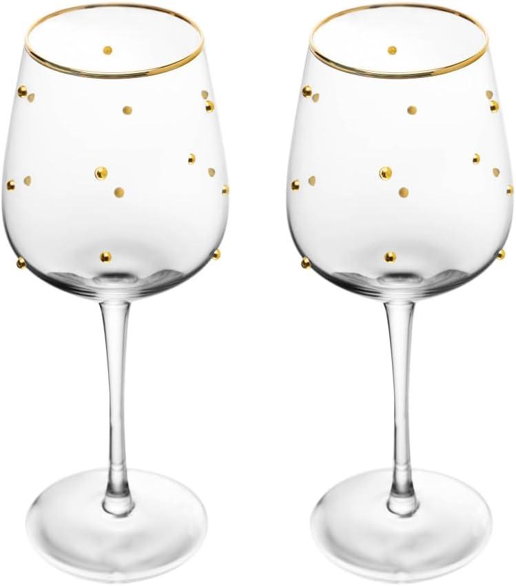 WOLFF - Conjunto 2 Taças para Vinho Balls Fio de Ouro 350ml Vidro