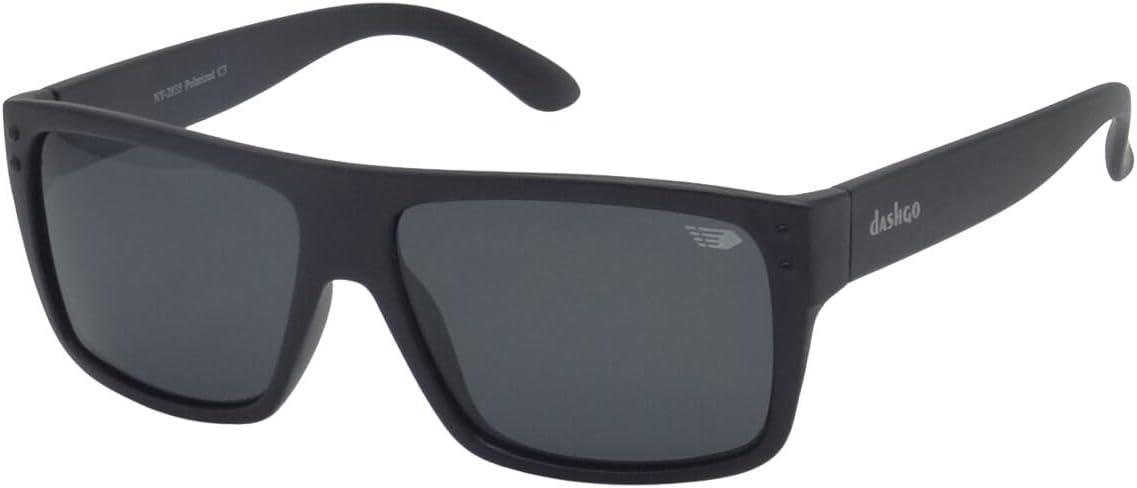 Dashgo Eyewear Óculos de Sol Esportivo, Preto Fosco, Proteção Solar UV 100%, Lentes Polarizadas, com Kit Case e Flanela