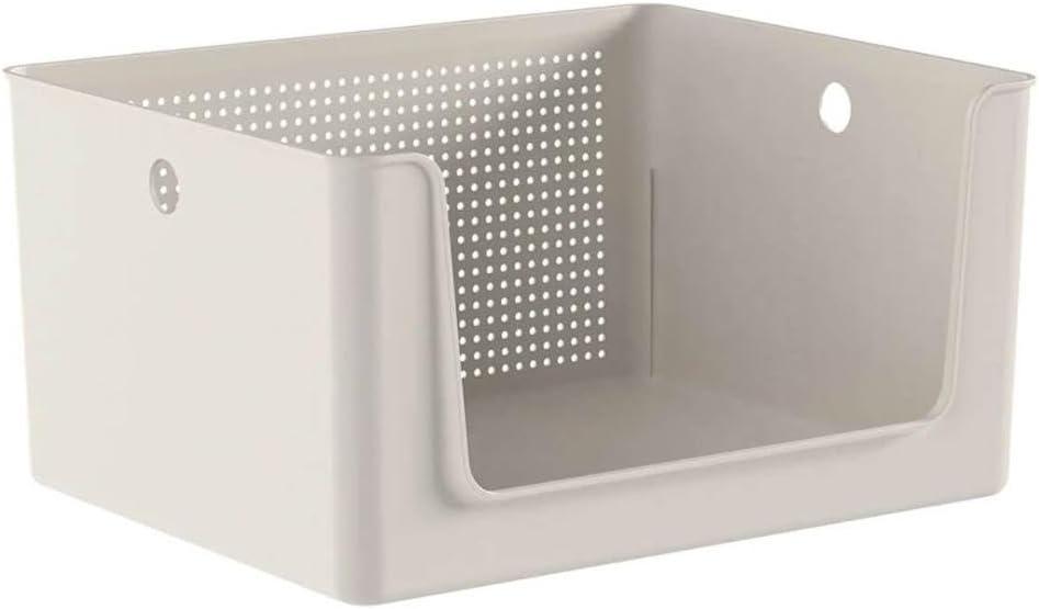 Ou Cesto Organizador Multiuso com abertura frontal 16L Bege Linha Flow