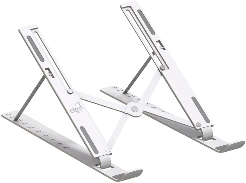 Suporte de Mesa Portátil para Notebook/Laptop de 10" a 17,3", 10 Níveis de Regulagem, Dobrável, Inclui Bolsa de Transporte, Branco, NTB8520W, ELG