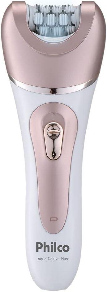 Philco Depilador PDP02R Aqua Deluxe Plus 9 em 1 Sem Fio Bivolt Rosa e Branco Capa massageadora