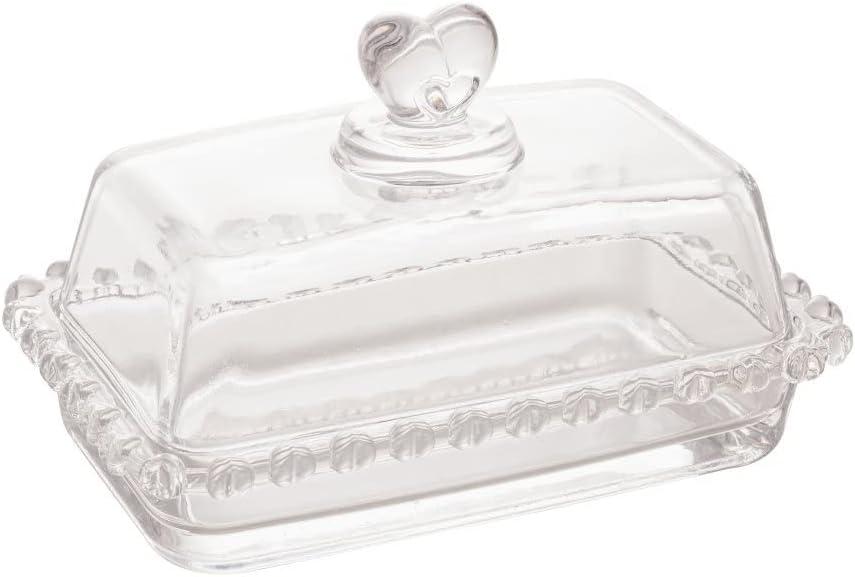 LYOR - Manteigueira de Cristal com Tampa Coração 17cm x 10,5cm x 10cm