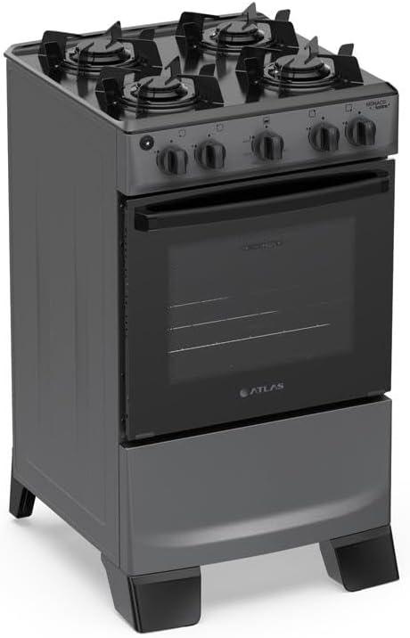 Fogão 4 Bocas Atlas Mônaco Lustro com Mesa de Aço Bivolt