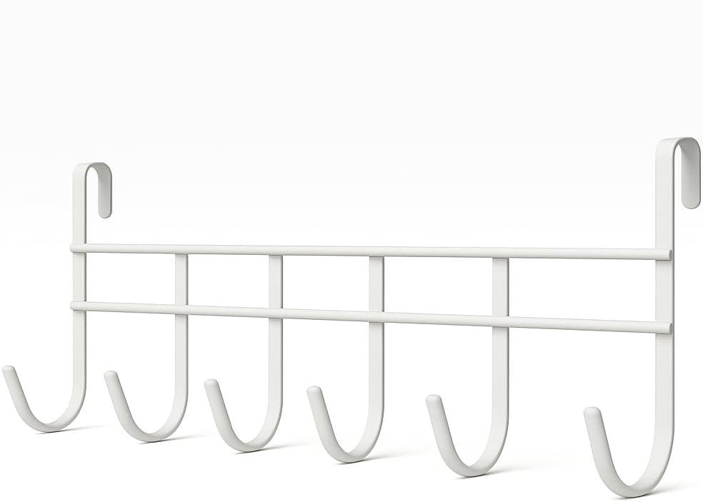 Cabideiro De Metal Para Porta Com 6 Ganchos Cabide Organizador Para Roupas Toalhas E Organização De Quartos E Banheiros (Branco)