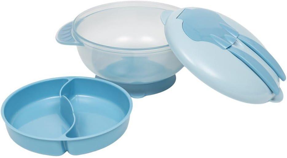 Kit Refeição Com Compartimento E Talheres Azul