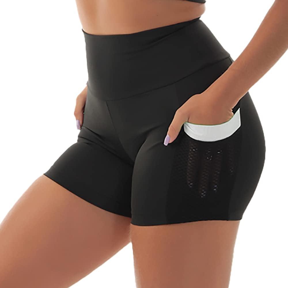 Short Fitness Fristyle Com Bolso Academia Feminino Suplex Microfibra Cintura Alta