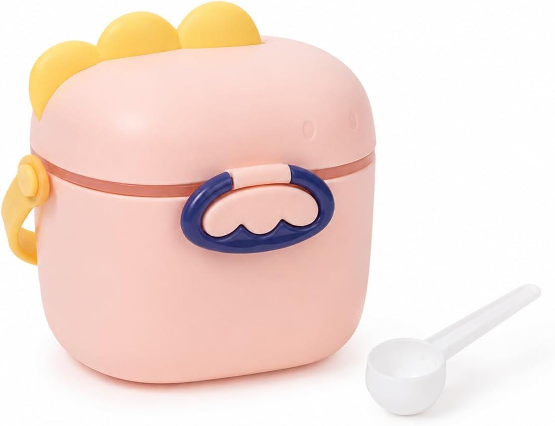 Porta Leite em Pó Bebê com Dosador Formato Dinossauro 400ml Rosa