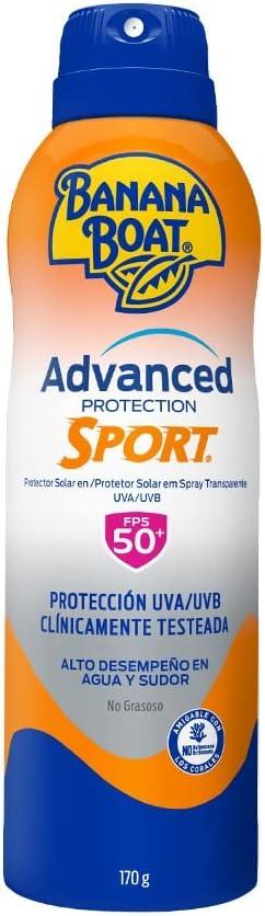 Banana Boat Advanced Protection Sport Aerosol FPS 50 170g | Toque Seco, Resistente à Água e ao Suor com Tecnologia AvoTriplex