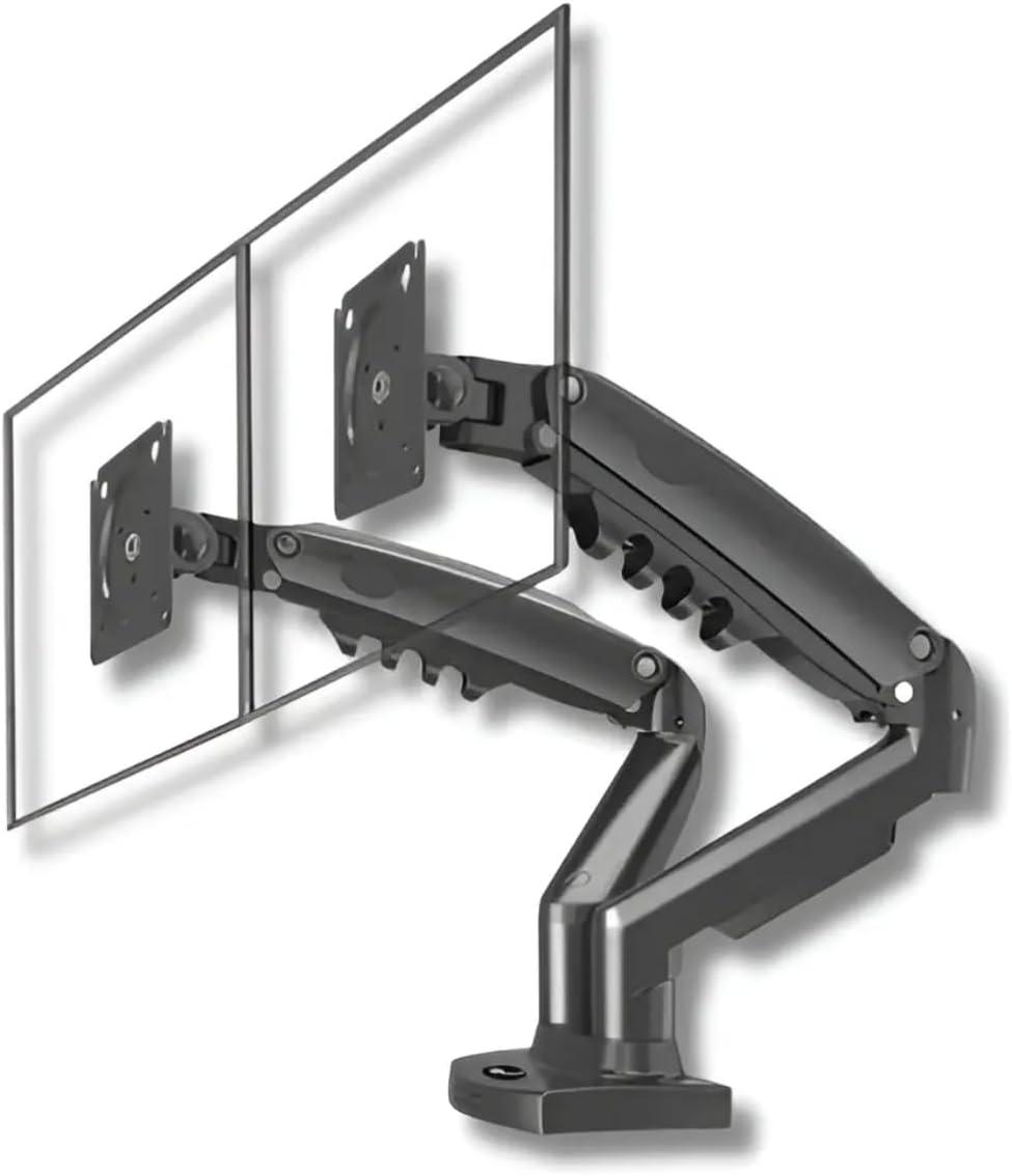 Braço Articulável Suporte Duplo para Monitor com Pistão a Gás JadeVic – Braço Articulado para 2 Monitores de 10 até 29 Polegadas com Rotação 360° - JadeVic