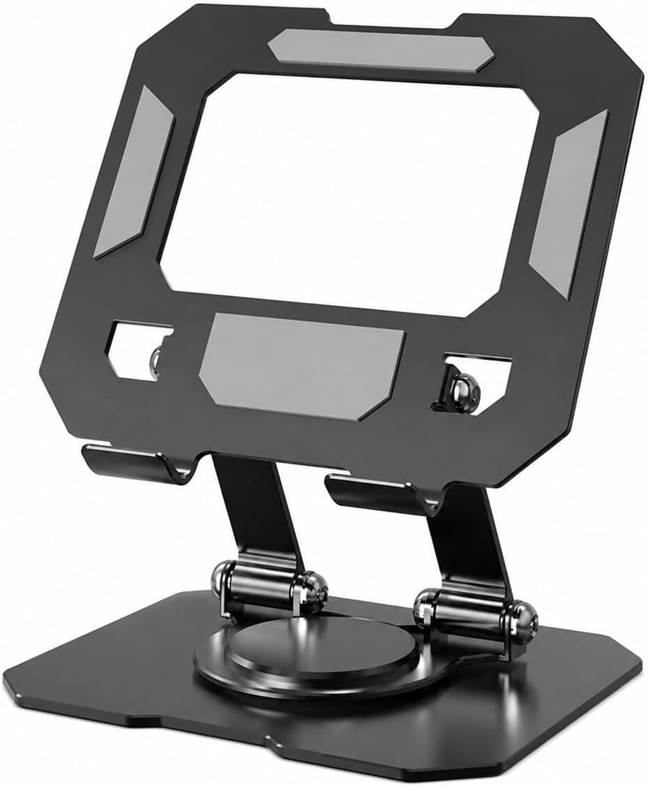 Suporte Ajustável para Tablet com Base Dobrável e Apoio de Mesa (Preto)