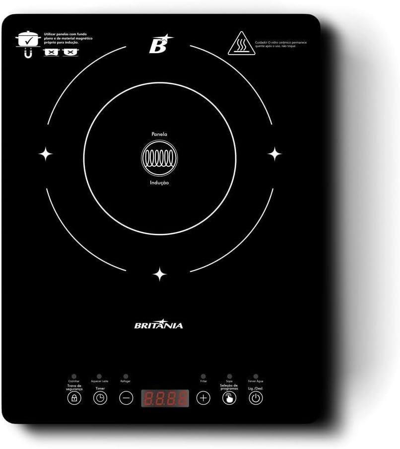 Cooktop De Indução Britânia Portátil Painel Touch Bcte10a Preto 127v