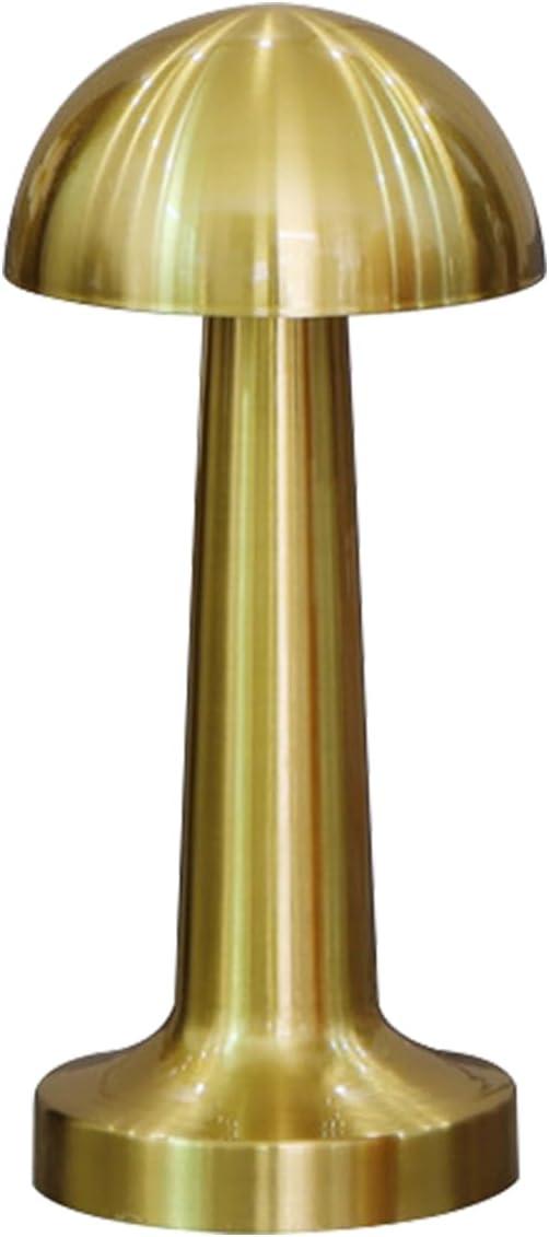 BEMMY Luminária de Mesa,Luminária Abajur Mesa Led 1800mAh Dimerizável Sem Fio Recarregável, Toque Candeeiro de Mesa Luz NoturnaCandeeiro de mesa recarregável USB (TD03-Golden)