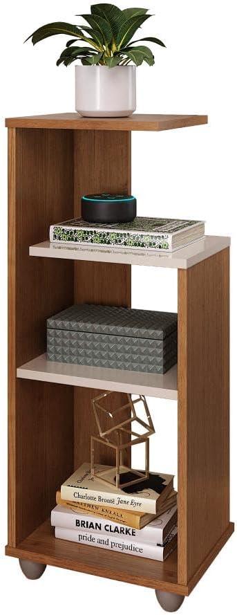Artely Mesa de Apoio Bis com Prateleiras, Cinamomo/Off White