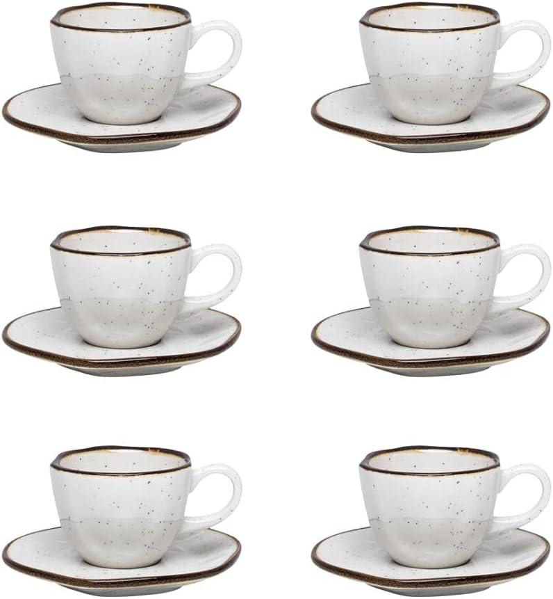 Conjunto de 6 Xícaras de cafezinho pequenas 75 ml com pires Ryo Maresias.