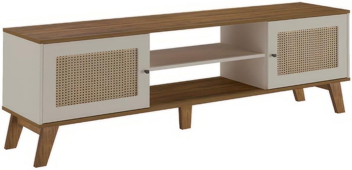 Artely Rack Charlotte para Tv até 75" com 2 Portas, Pinho/Off White