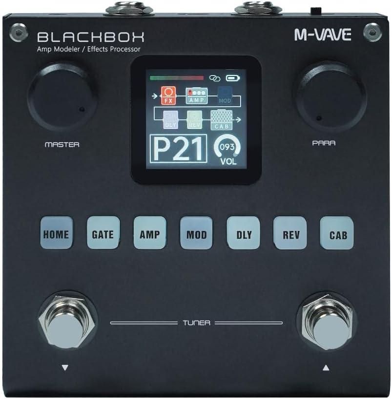 M-VAVE VEDO BLACKBOX Pedal processador multiefeitos para guitarra, com mais de 80 efeitos embutidos, modelagem de amplificador 44,1 KHz / 24 bits 6 + 1 efeitos simultâneos, recarregável integrada