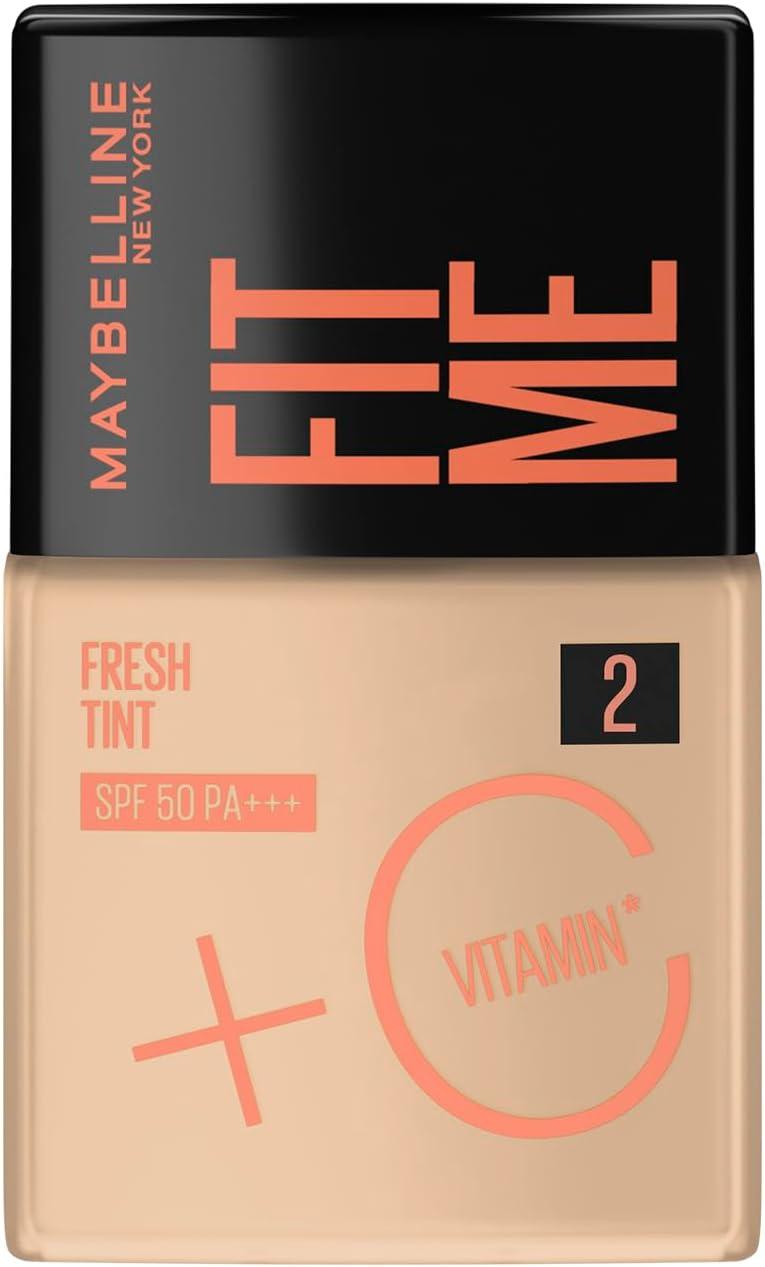 Base Líquida Maybelline Fit Me Fresh Tint Vitamina C FPS 50 Cor 02 30ml