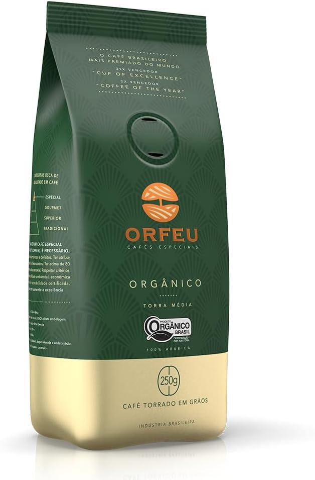 Café Orfeu Orgânico em Grãos, 100% Arabica, 250g