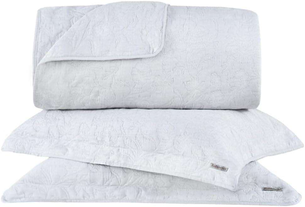 Kit Colcha King Buddemeyer Hanna Jacquard Cinza 3 peças