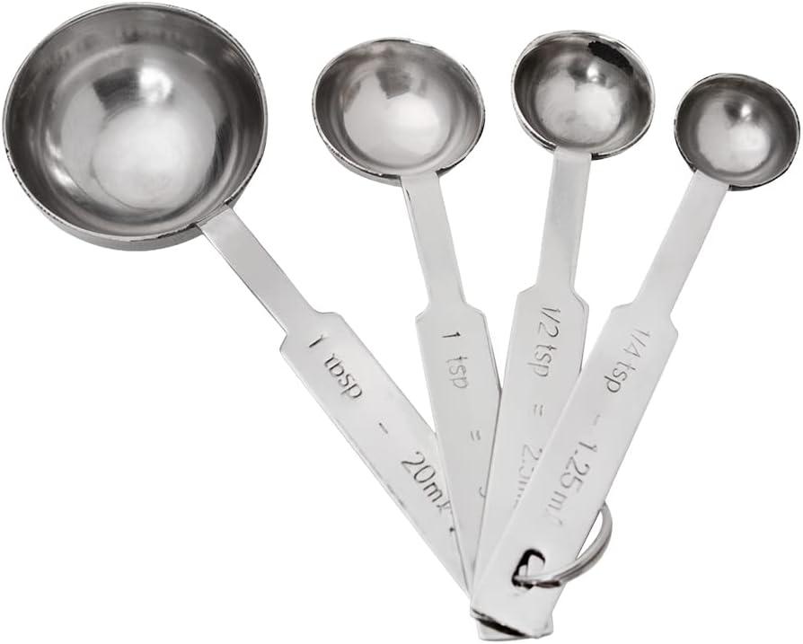Mimo Style Conjunto de 4 Colheres Medidoras, Próprias para Ingredientes Secos ou Líquidos, Possui Marca de Capacidade nas Alças, Produto Leve e Fácil de Manusear, Material de Aço Inox de Qualidade