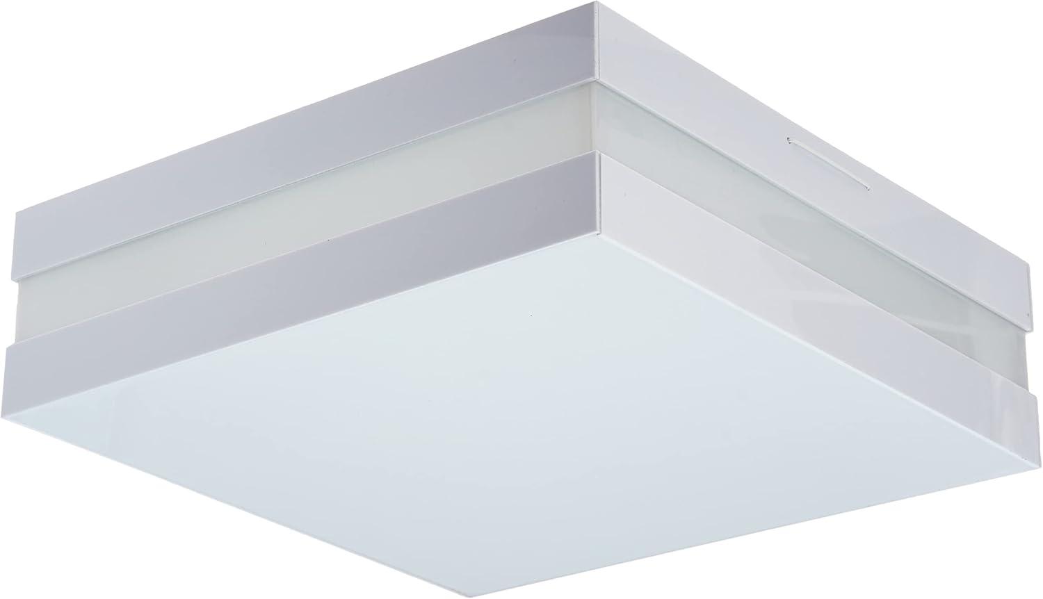 Plafon de Sobrepor Quadrado Bilbao Branco para para 02 Lâmpadas Bulbo Led E-27, TUALUX, 26X26 cm, Medio