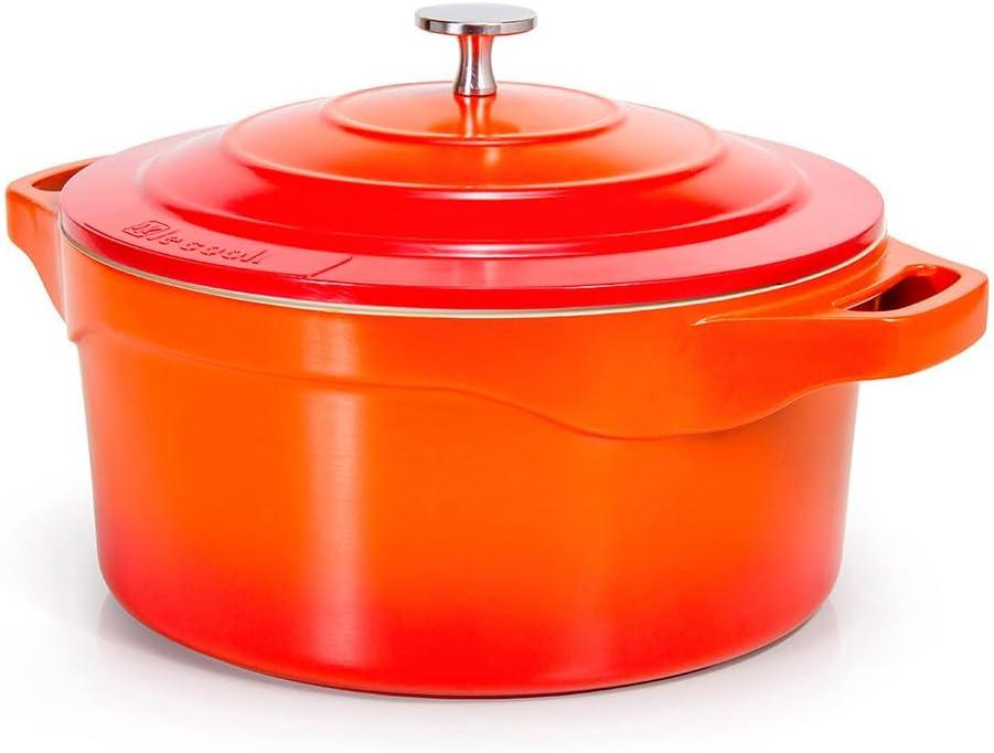 LE COOK Panela Caçarola Premier Revestimento Cerâmica Antiaderente 24cm Laranja Alta Performance Alças com Silicone Tampa Inox Vai ao Forno Fogão e Forno 4,5L