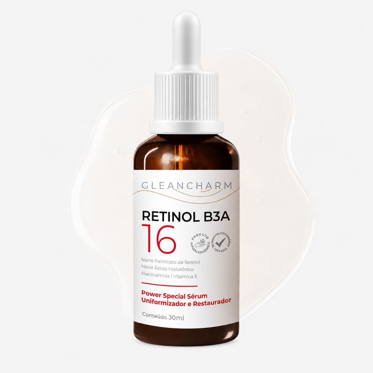 Sérum Facial Retinol 30ml com Niacinamida Ácido Hialurônico Vitamina E Antirrugas Linhas Finas e Textura Firme Uso Noturno Todos Tipos de Pele