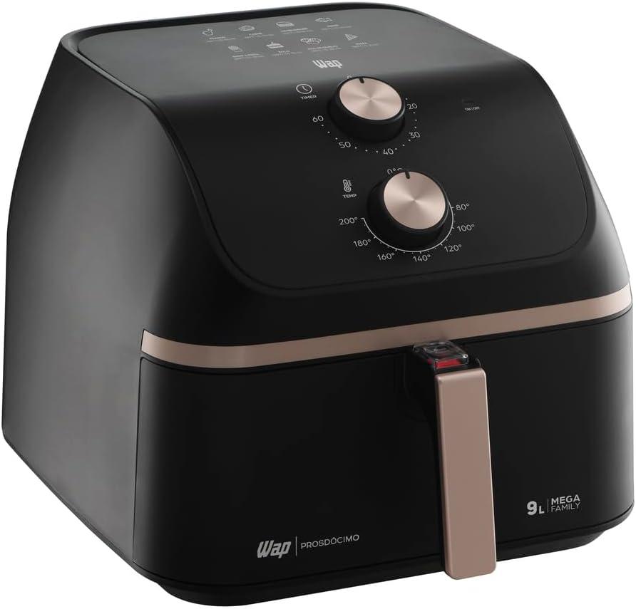 WAP Fritadeira Air Fryer MEGA FAMILY 9 Litros com Cesto Amplo e Circulação de Ar 360°, Timer Sonoro 1900W 220V