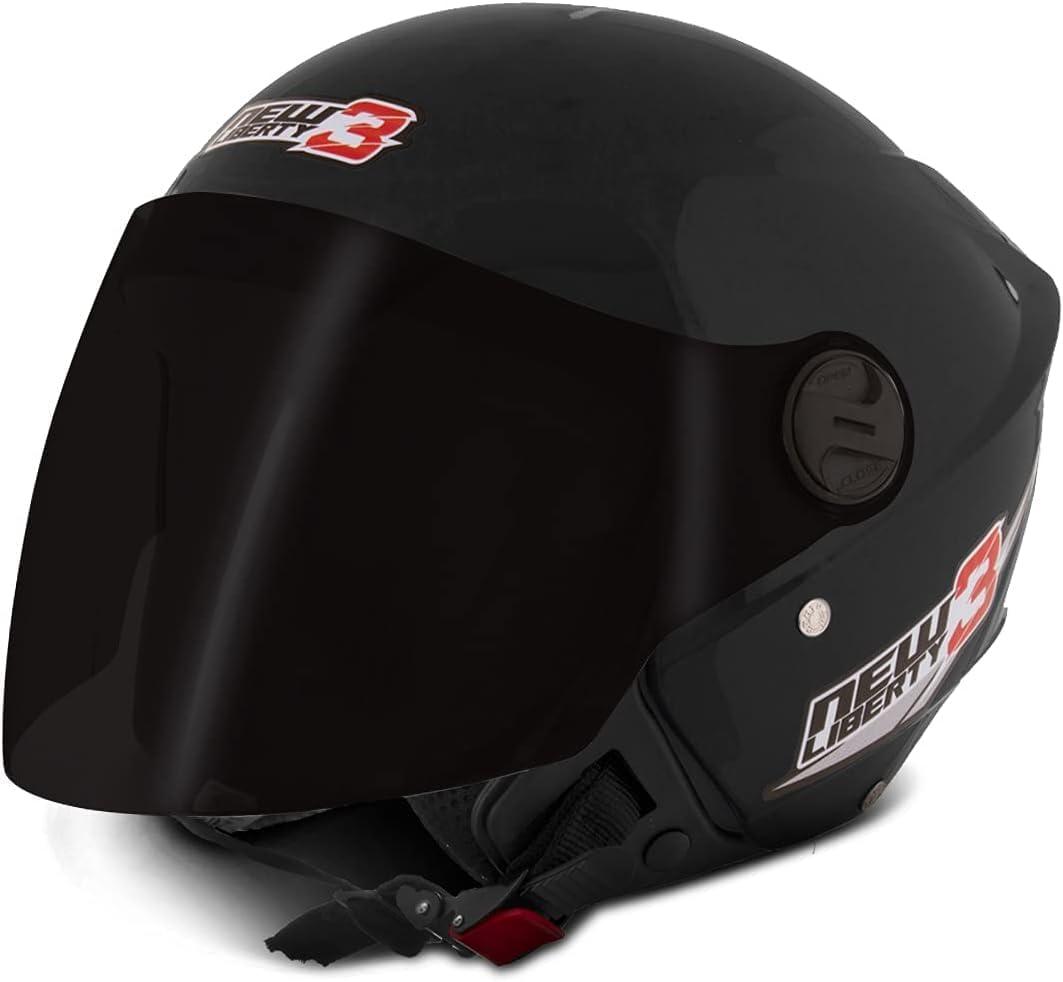 Pro Tork Capacete New Liberty Three, Viseira Fumê, Preto, Tam. 60