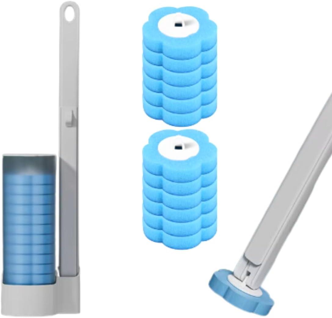 Escova de Limpeza Sanitária com 12 Refis Descartáveis Design Ergonômico Limpeza Profunda Sem Danos ao Vaso Sanitário Refil Descartável