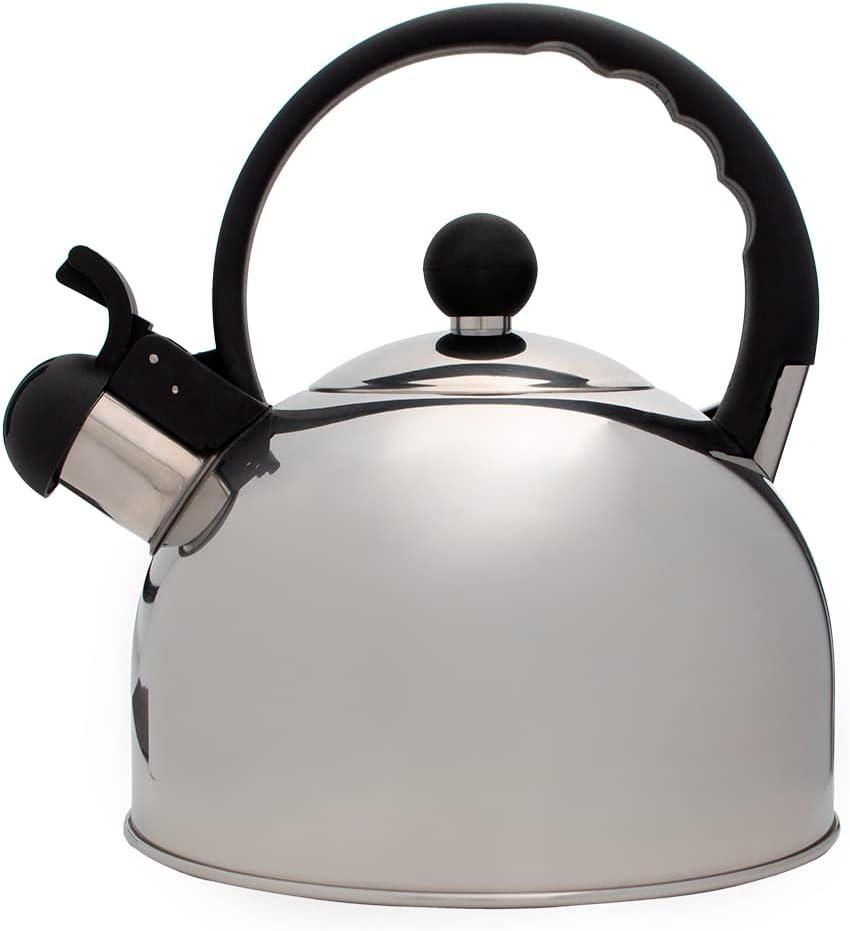 Mimo Style Chaleira Com Assobio de Alerta, Alça e Tampa Flip-up, Capacidade para 2 Litros e Acabamento Espelhado, Produzida em Aço Inox Resistente e Duradouro