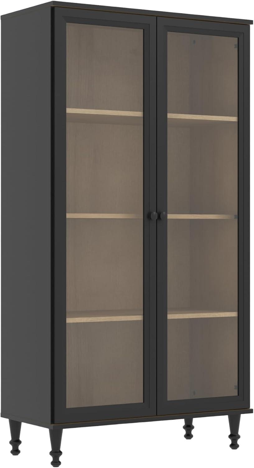 Cristaleira Estante Para Livros Ditália 2 Portas Vidro E-957 Cor:preto