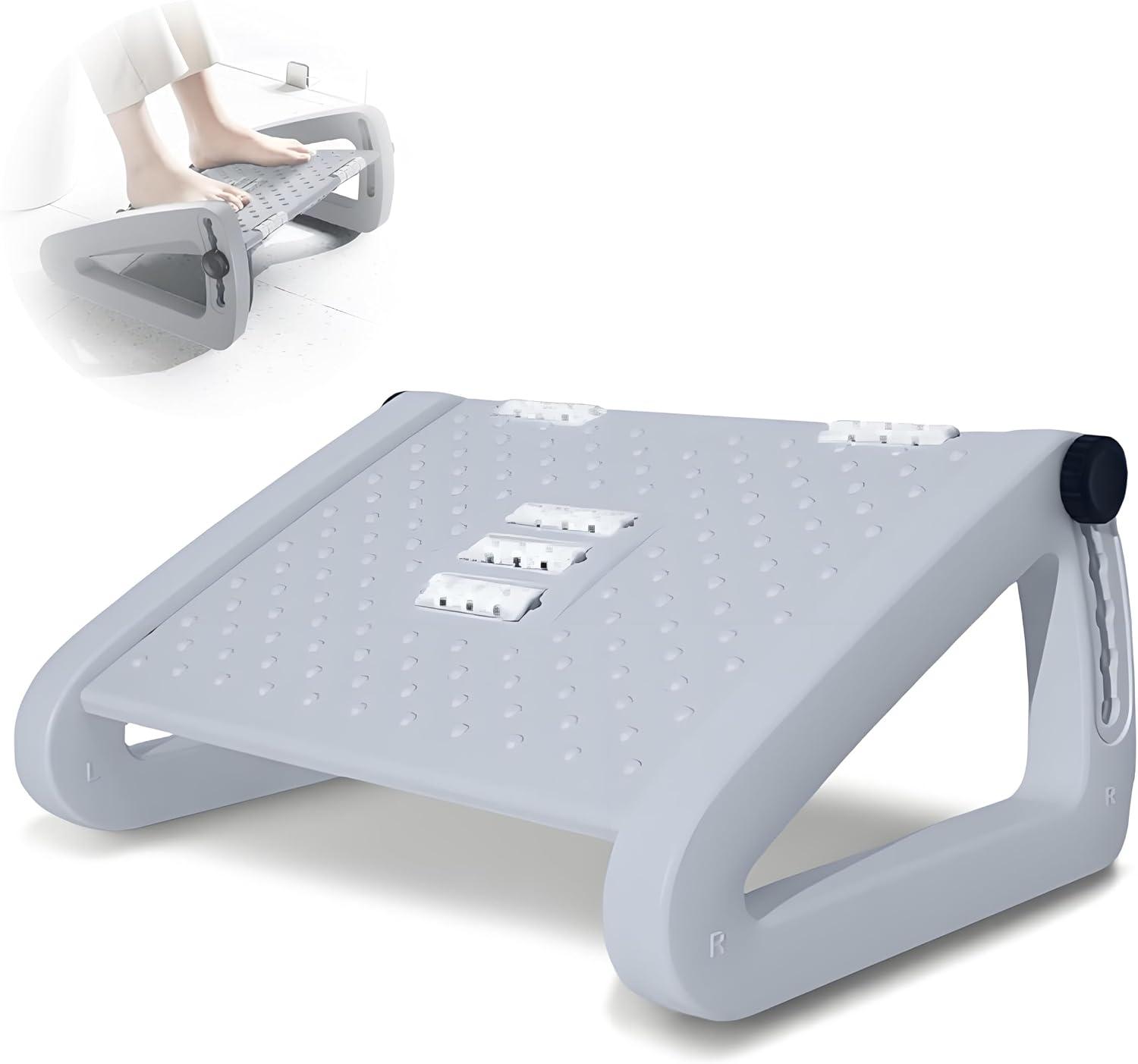 Apoio para Pés Ergonômico com 6 Alturas Ajustáveis e Rodas Massageadoras