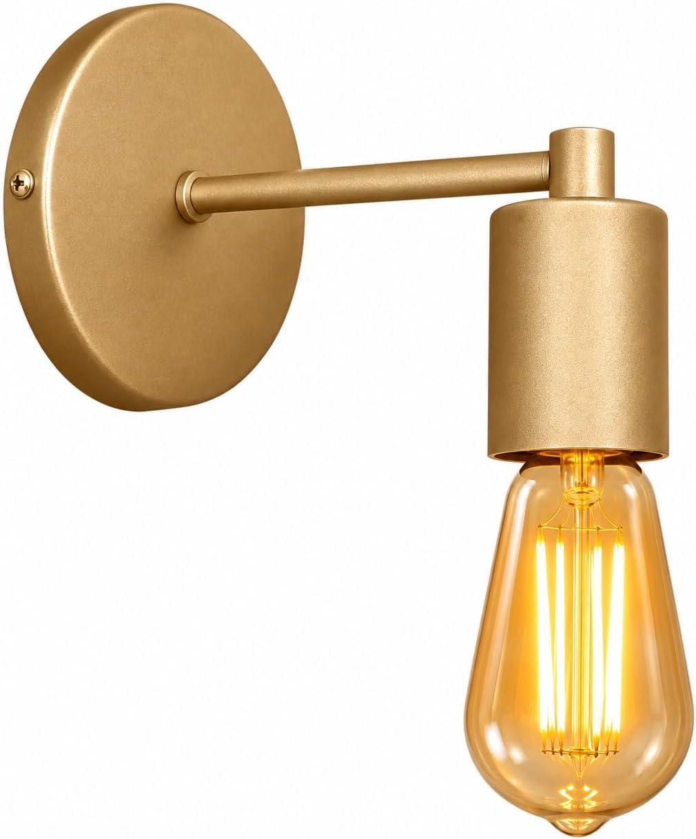Arandela Industrial Retrô Alumínio Dourado Champanhe Fosco Soquete E27 Bivolt Luminária Decorativa para Sala Quarto Corredor Área Gourmet e Ambientes Internos