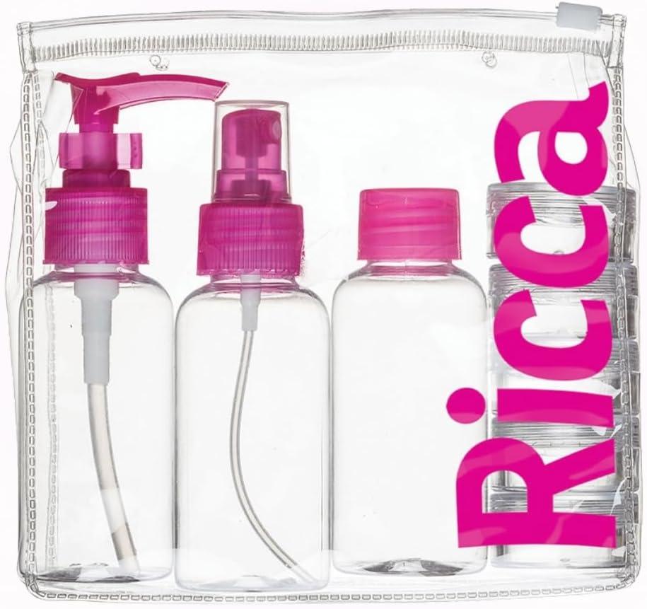 Ricca, Kit para Viagem com Tampas, Transparente/Rosa