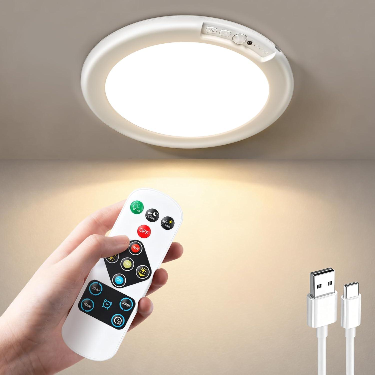 Tobeape Luminárias LED Recarregável com Sensor de Movimento Controle Remoto