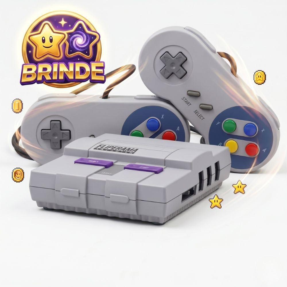 Console Vídeo Game Retro Mini Super Nintendo + 2 Controles - Emulador com Todos os Jogos Clássicos de SNES e Nes - Sistema Plug and Play para TV - Fliperama Arcadian