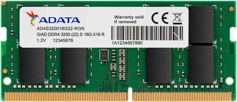 Adata Memória p/ Notebook DDR4 16GB 3200MHz SO-DIMM Preto - AD4S320016G22-SGN