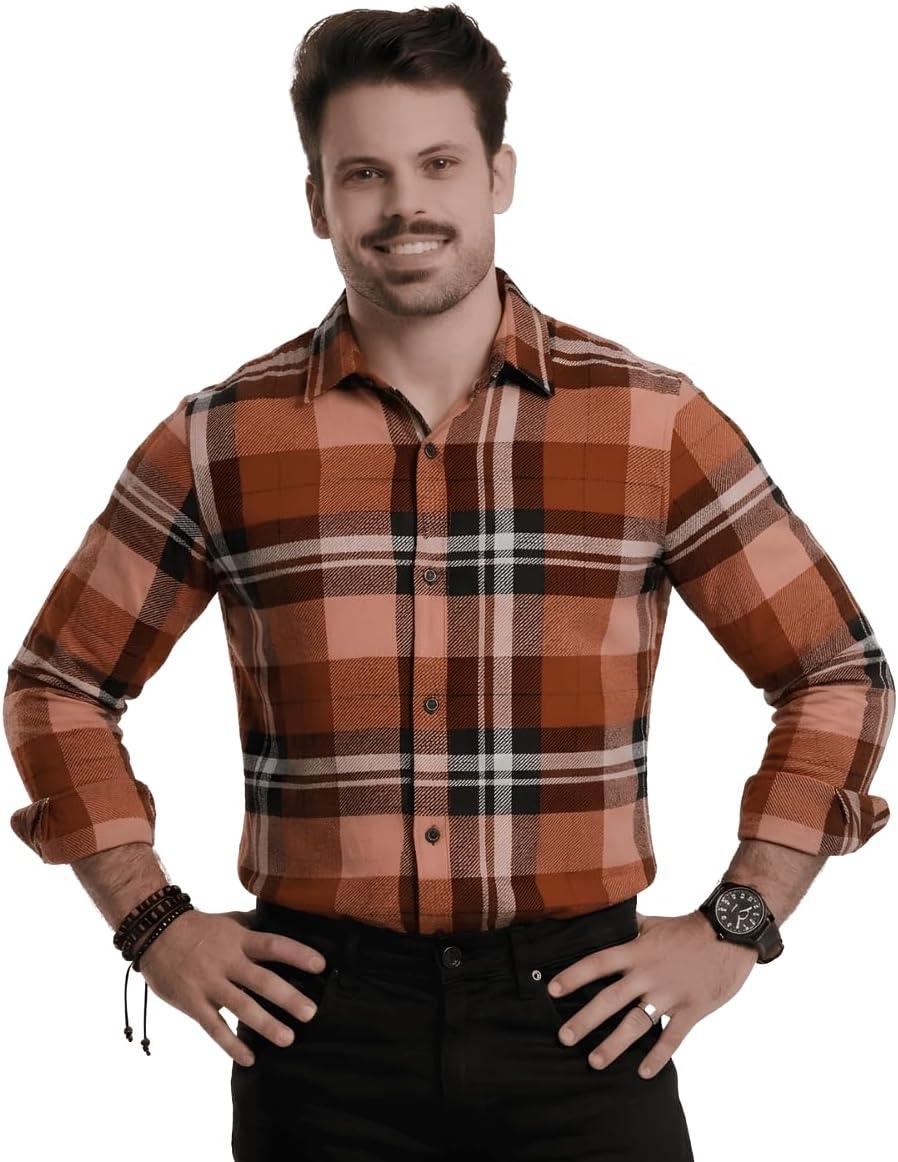 Camisa Xadrez Masculina Manga Longa Casual Social Inverno Confortável Moda Outono Inverno Estilo Country