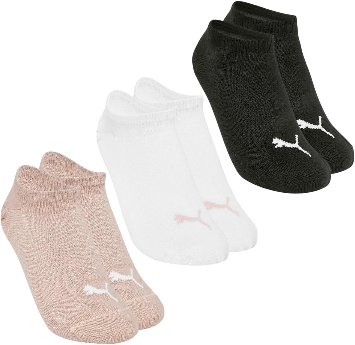 Kit 3 Pares de Meia Puma Cano Baixo Sapatilha Invisível Soquete Feminina Ref 4710 (BR, Numérico, 34, 39, Regular, Regular, Rosa Nude/Branco/Preto)