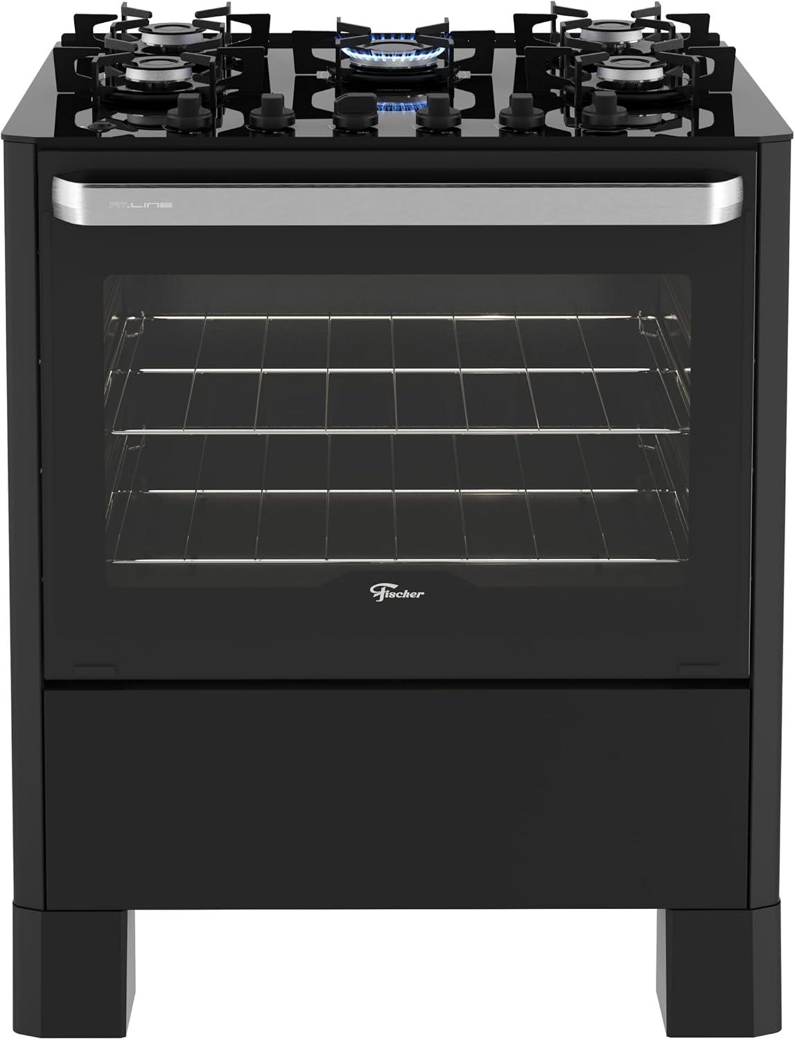 Fischer Fogão de Piso a Gás 5 Bocas Fit Line Trempe Iron Preto