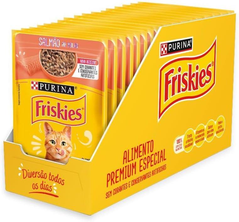 Pack Nestlé Purina Friskies Ração Úmida Para Gatos Adultos Salmão Ao Molho - Com 15 Sachês 85g