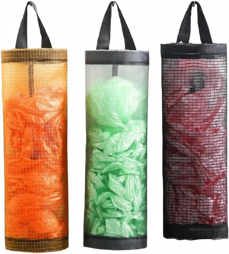 Puxa Saco Organizador Porta Sacolas Plásticas para Cozinha Nylon Preto