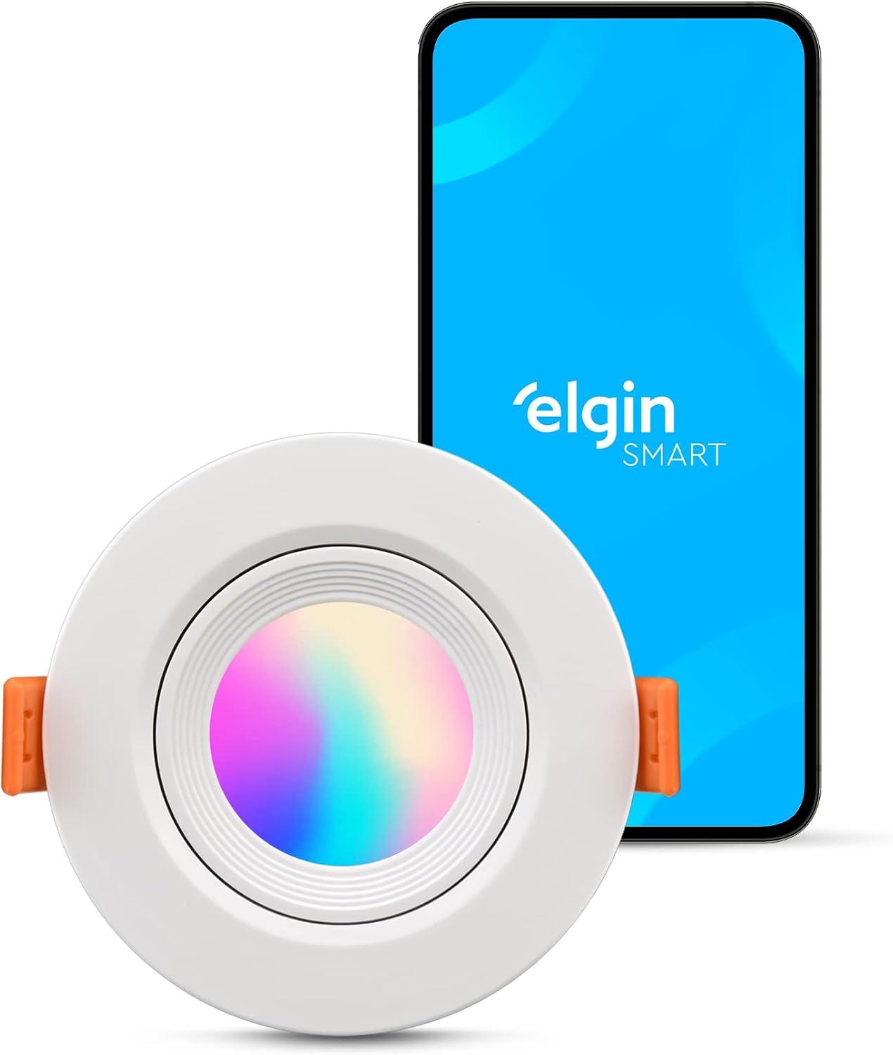 Luminária Smart Redonda Ecospot Elgin 5W RGB Compatível com Alexa e Google Home Bivolt
