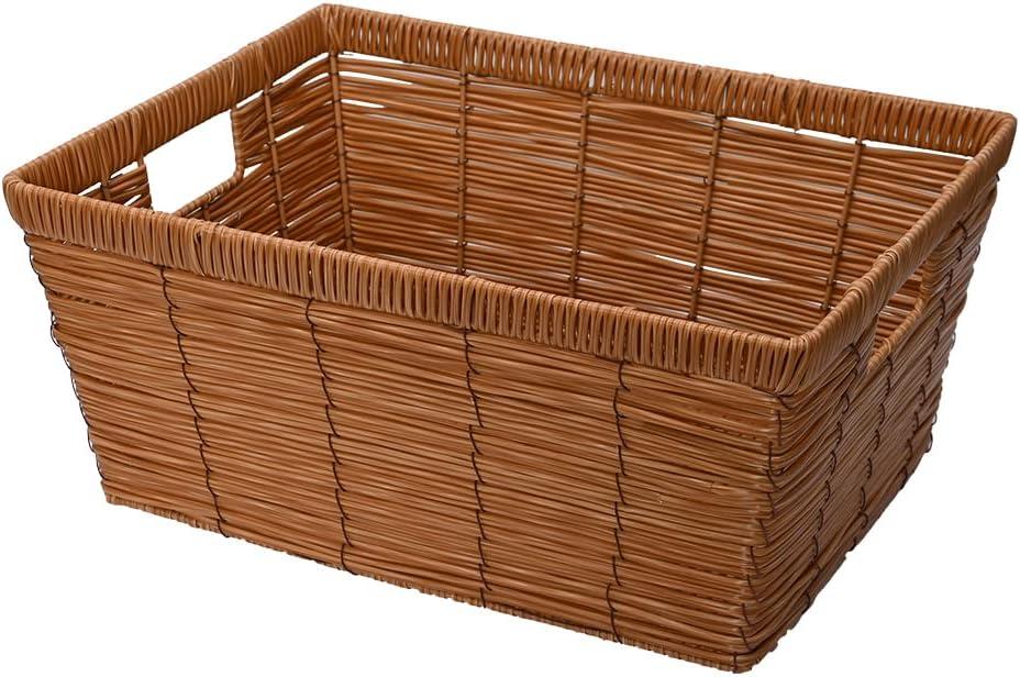 Mimo Style Rattan Cesto Retangular de Fibra Natural, Bege, 33 x 25 x 15 cm